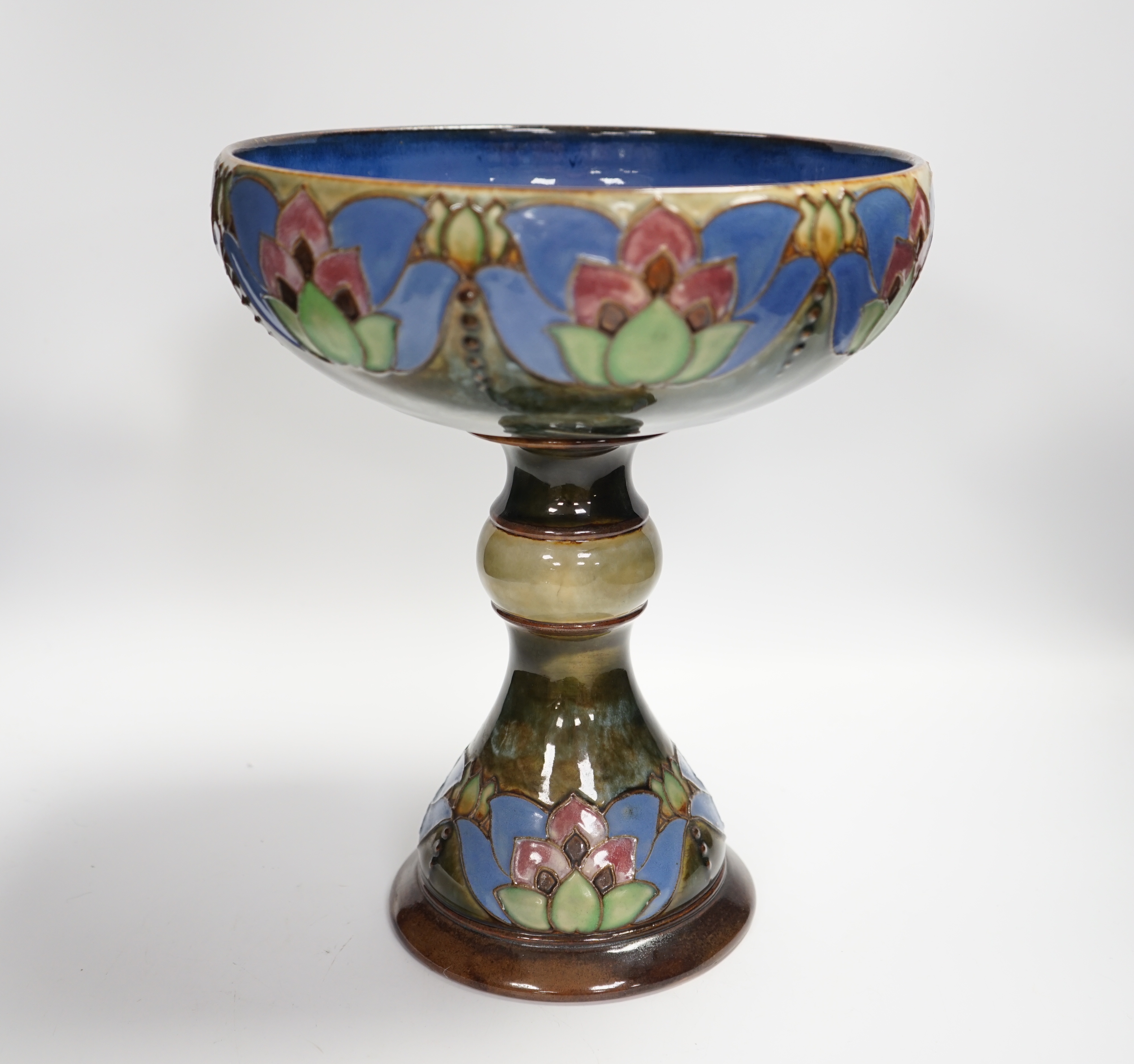 A tall Royal Doulton stoneware pedestal vase, 31cm